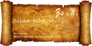 Zsidek Milán névjegykártya