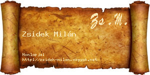 Zsidek Milán névjegykártya